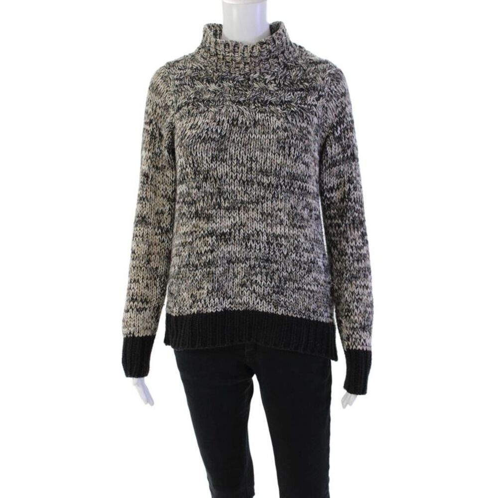 Philosophy By Republic Womens Mock Neck Sweater Black Brown White Size Small